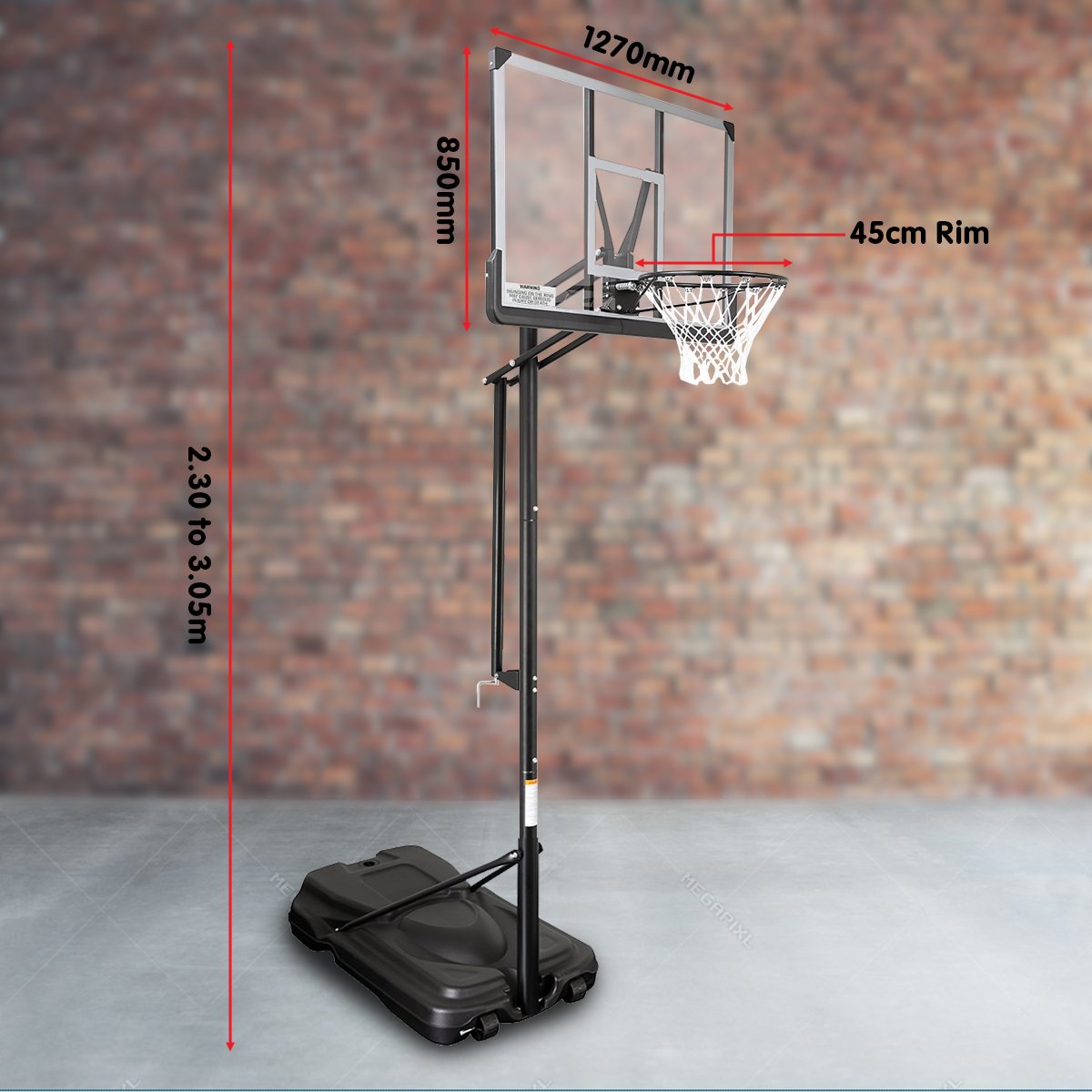 Height-Adjustable Basketball Portable Hoop for Kids and Adults