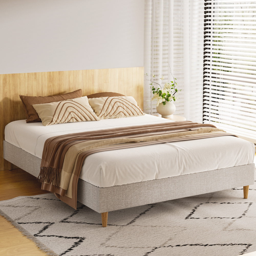 Bed Frame Double/Queen Size Beige Zora