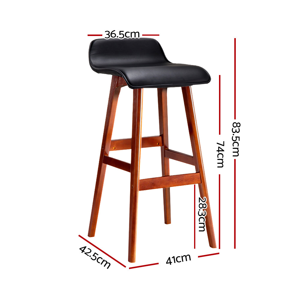 Artiss 4x Bar Stools Wooden Stool Black Sleek and Durable