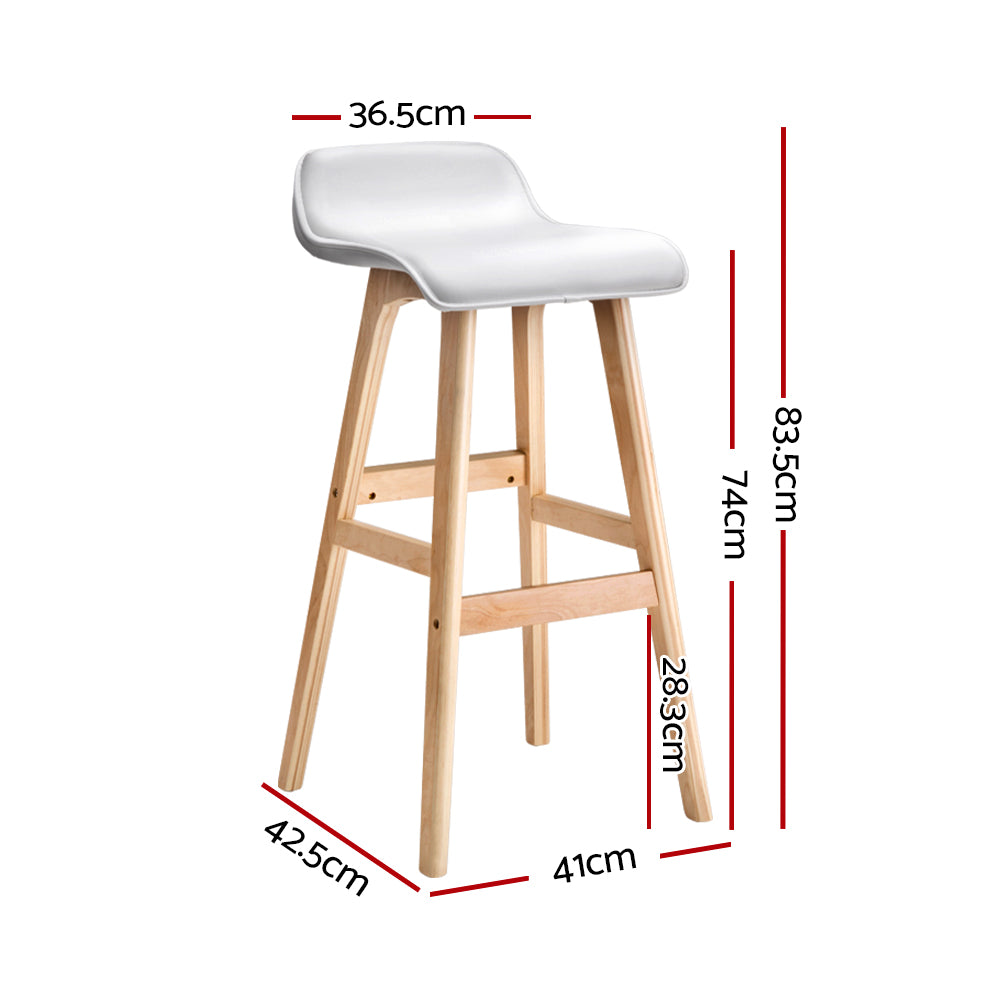 4x Bar Stools Wooden Stool White Stylish and Durable 