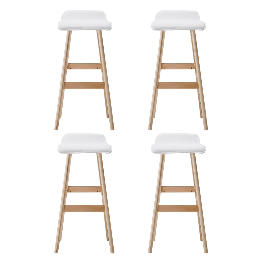 4x Bar Stools Wooden Stool White Stylish and Durable 