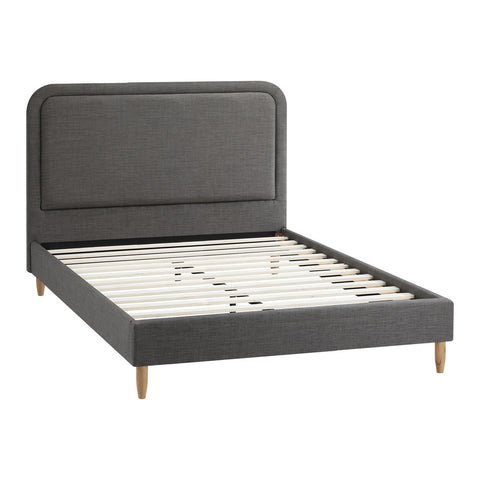 Bed Frame Double Size Fabric Grey BOB