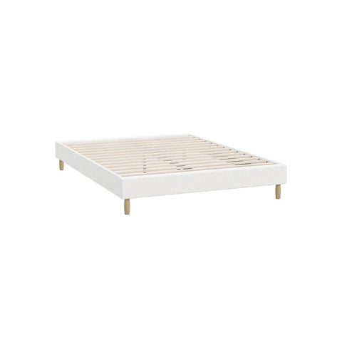 Bed Frame Double Size Bed Base White Boucle