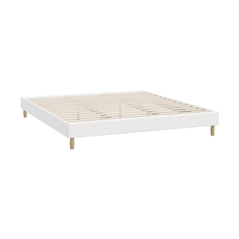 Bed Frame Double King Single Queen Size Bed Base White Boucle