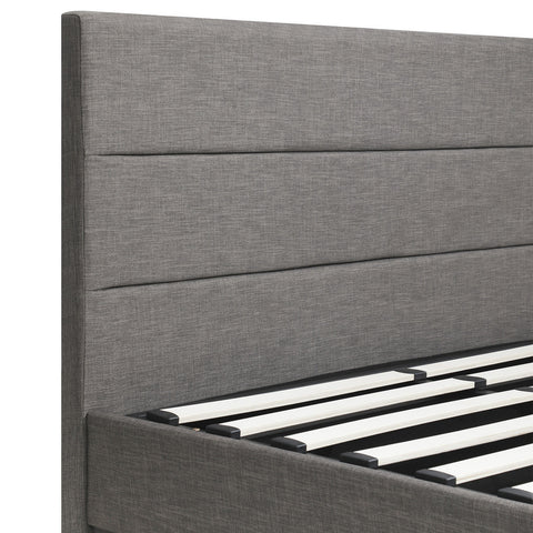 Bed Frame King Bed Frame LED Mattress Base with Gas Lift and Storage Space Grey