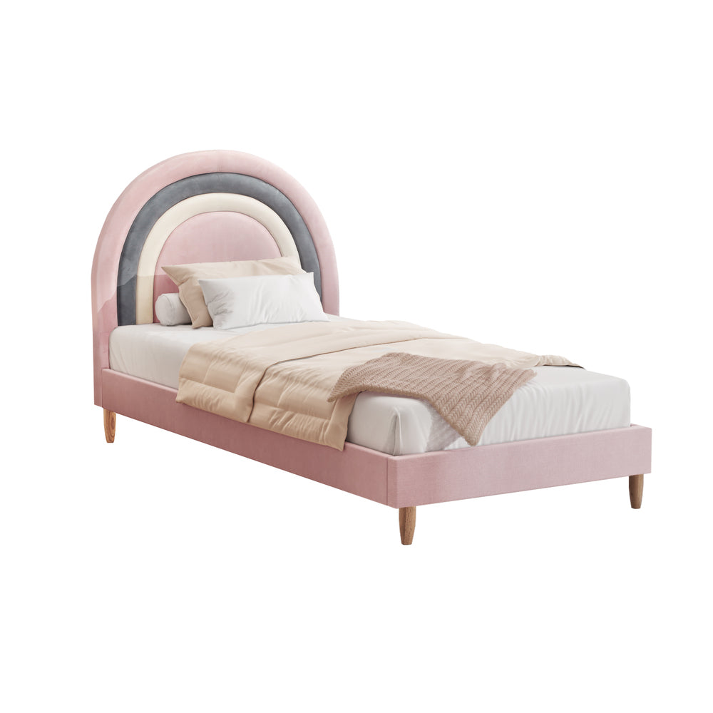 Bed Frame Single Size Kids Bed Frame Pink Velvet