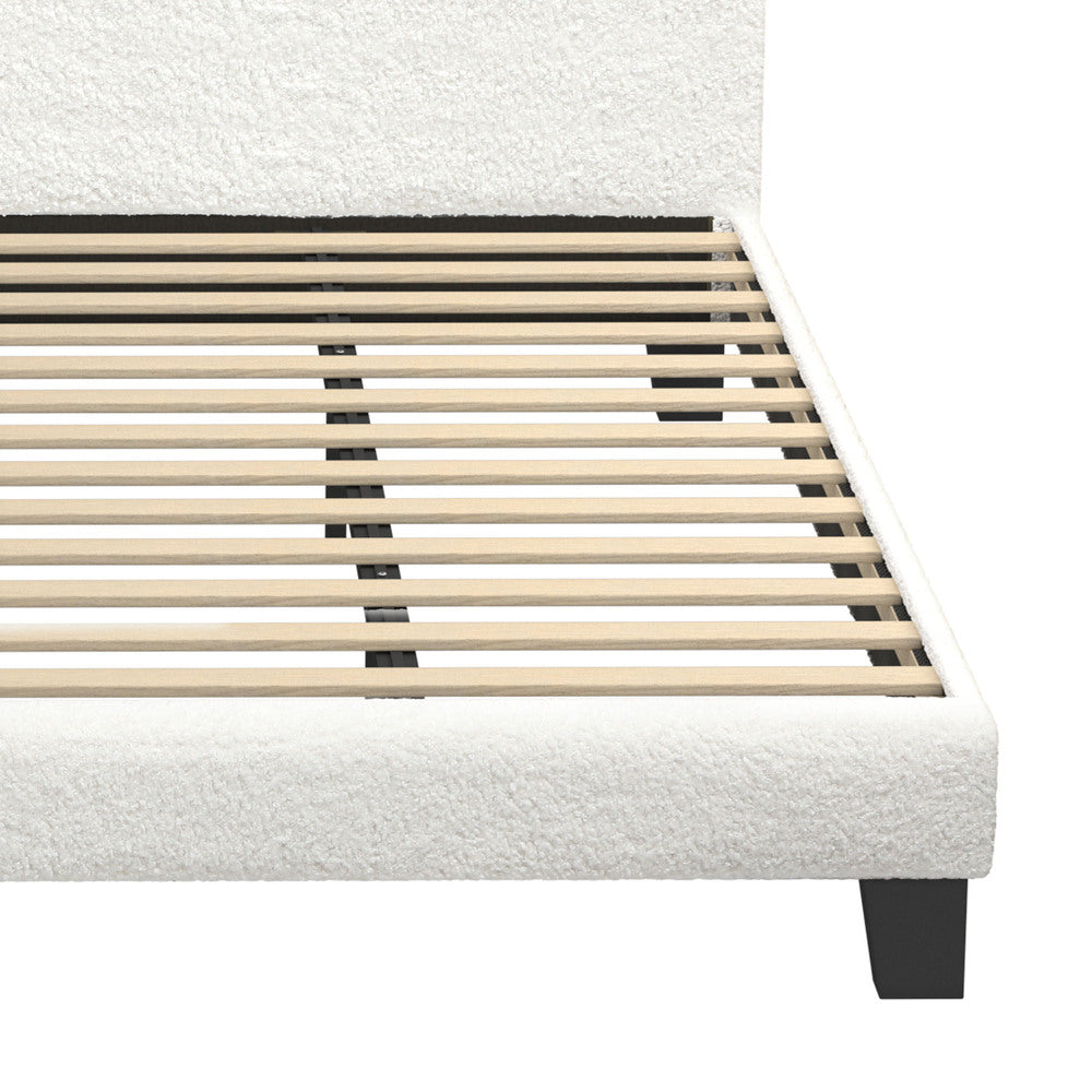 Bed Frame King Size Base White Boucle TOFU