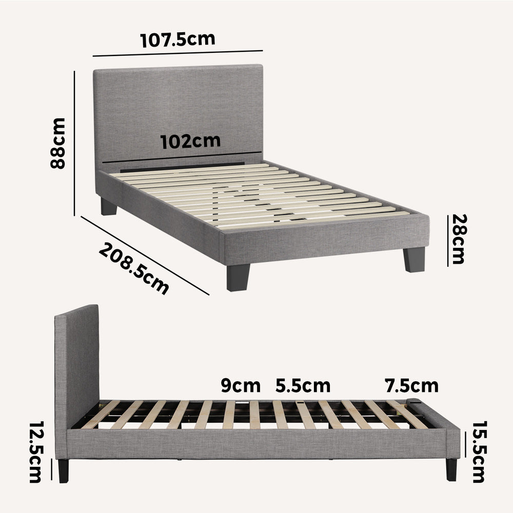 Luxurious Fabric Platform Bed for King Single Mattress