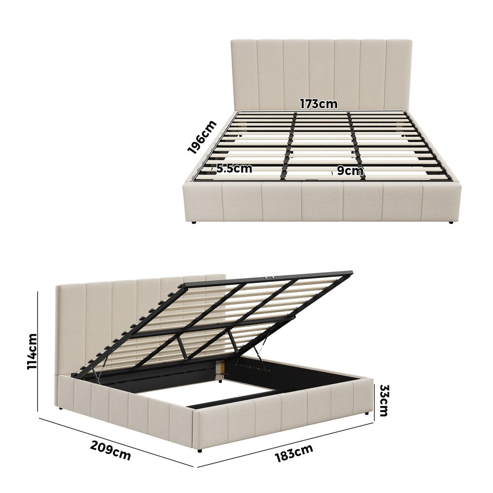 Bed Frame Queen Size Gas Lift Storage Base VISH