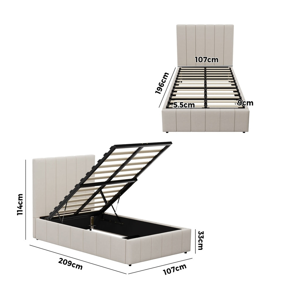 Bed Frame Queen Size Gas Lift Storage Base VISH