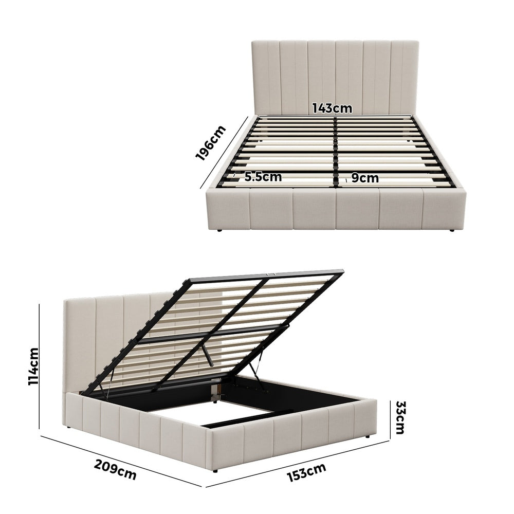 Bed Frame Queen Size Gas Lift Storage Base VISH