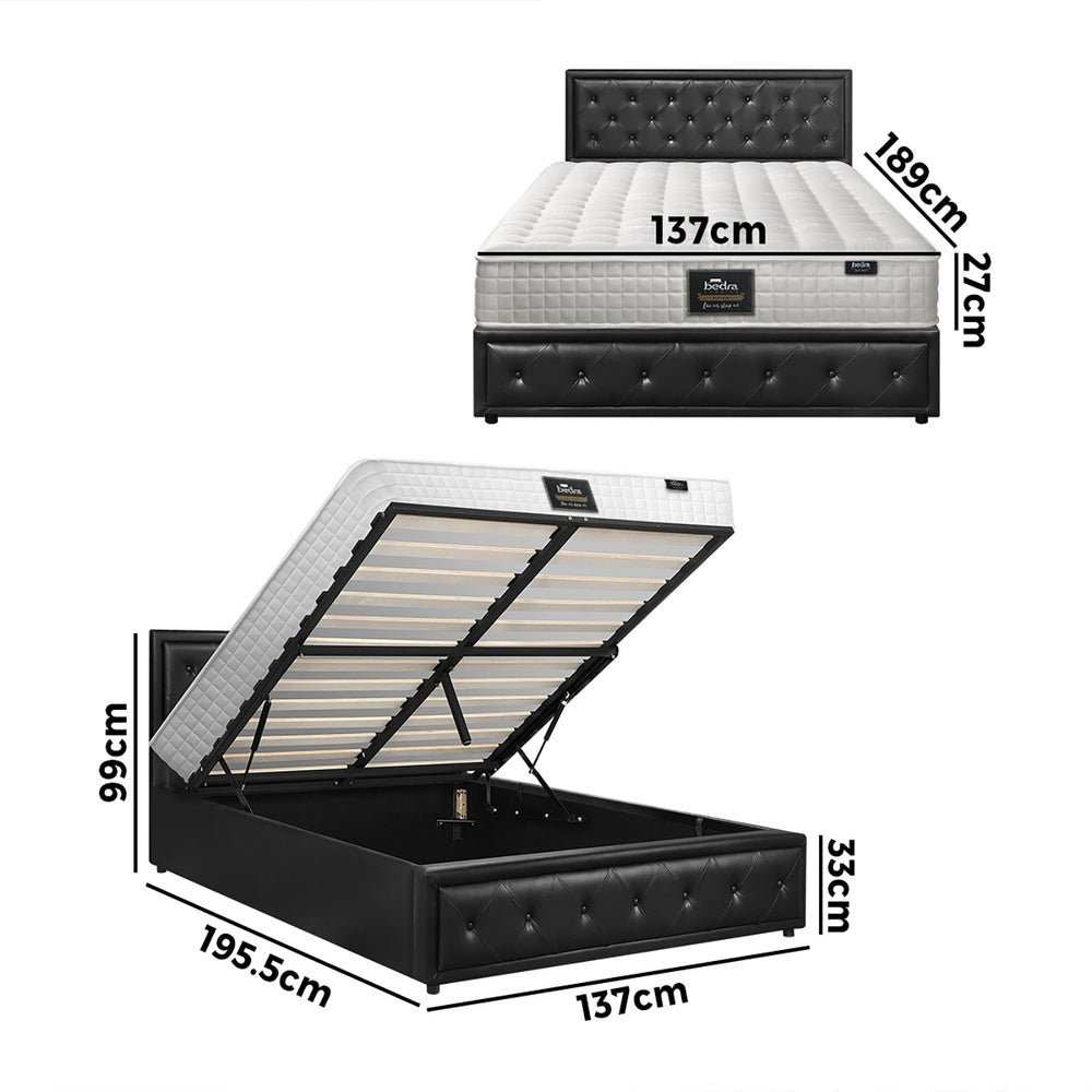 Bed Frame with Mattress Gas Lift Leather/Fabric