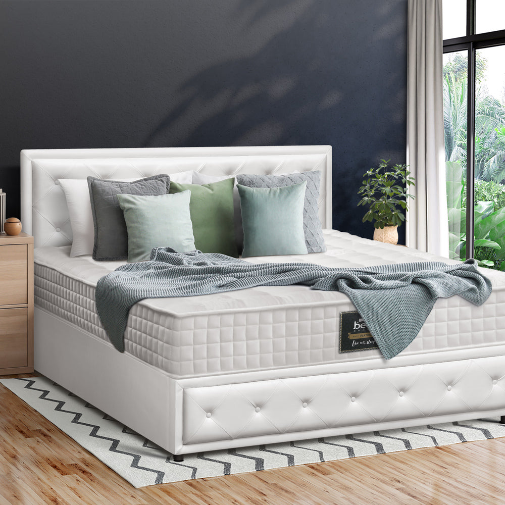 Bed Frame with Mattress Gas Lift Leather/Fabric