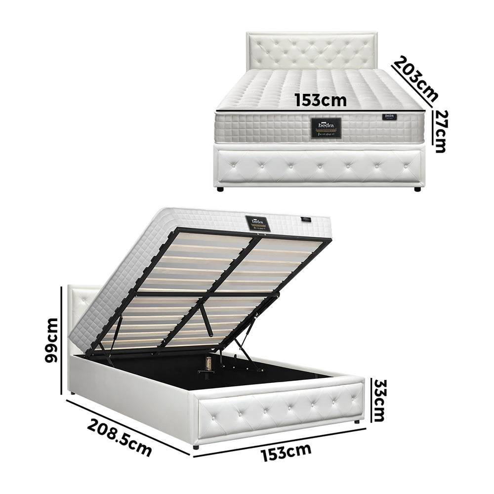 Bed Frame with Mattress Gas Lift Leather/Fabric