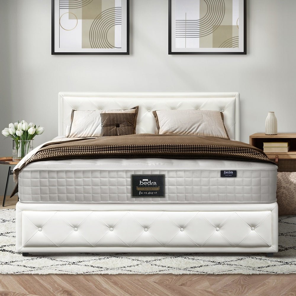 Bed Frame with Mattress Gas Lift Leather/Fabric