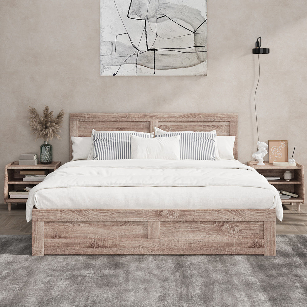 Wooden Bed Frame Contemporary Light Oak