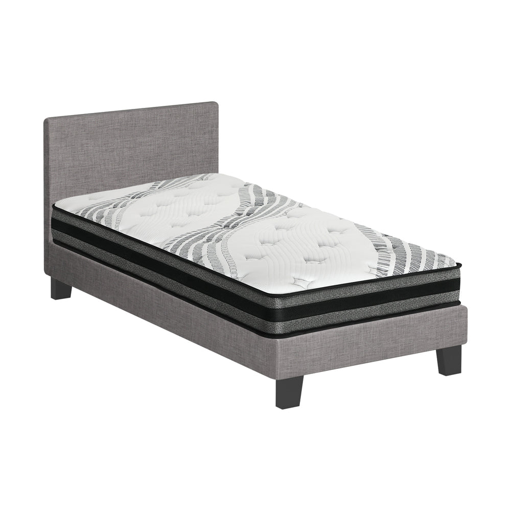 Bed Frame with King Single Size Mattress Set Grey Fabric