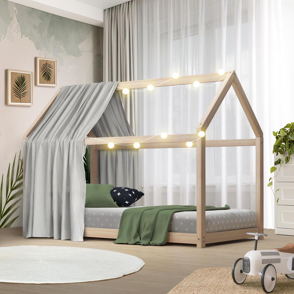 Kids Bed Frame Single Wooden Bedframe Mattress Base Timber Platform