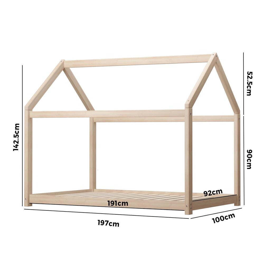 Kids Bed Frame Single Wooden Bedframe Mattress Base Timber Platform