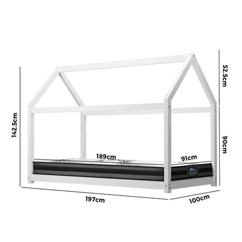 Kids Bed Frame With Single Mattress Set House Style