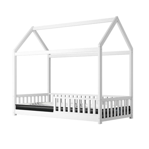 Kids Bed Frame With Single Mattress Set House Frame White