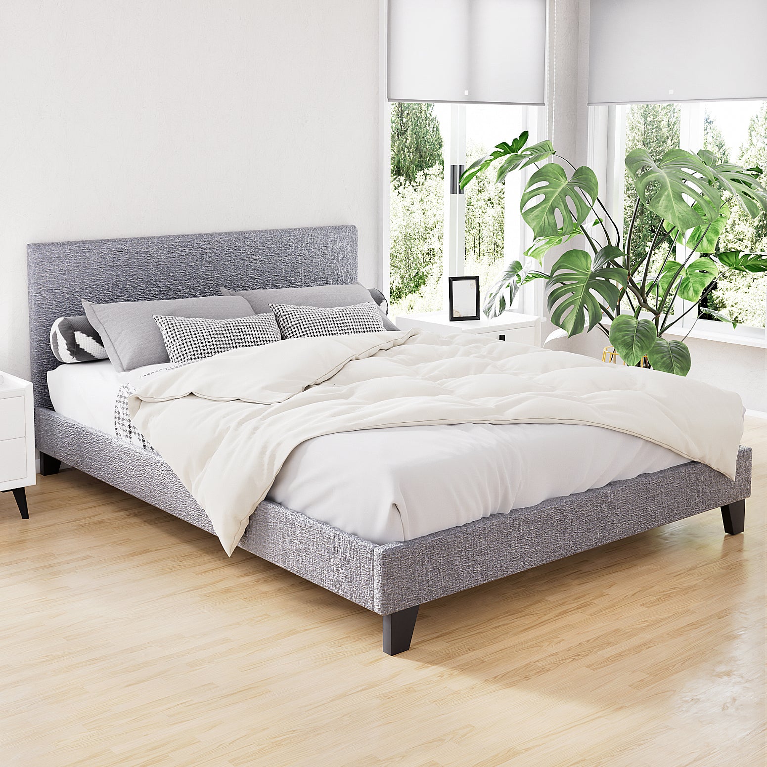 Bed Frame Double Size Grey Neo