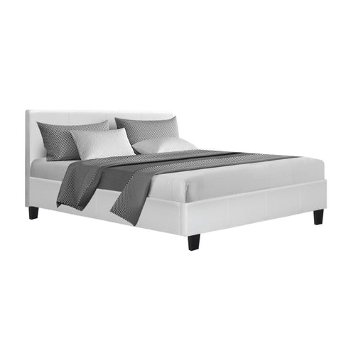 Bed Frame Double Size White Neo