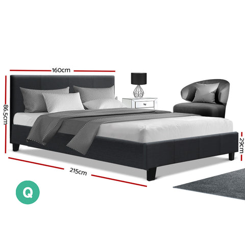 Bed Frame Queen Size Charcoal Neo