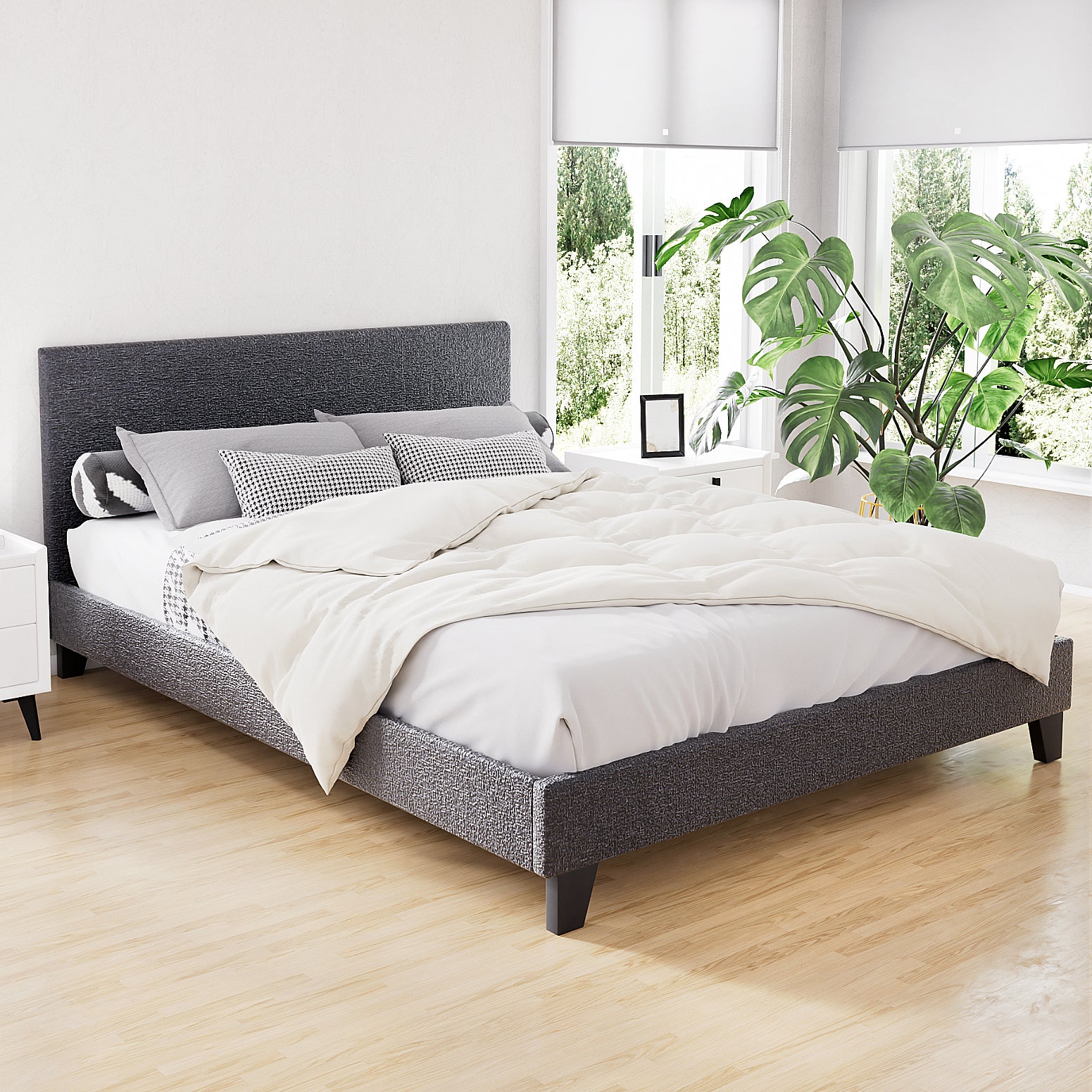 Bed Frame Queen Size Charcoal Neo