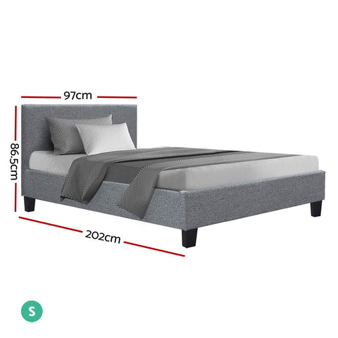 Bed Frame Single Size Grey Neo