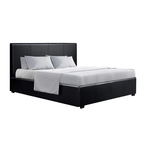 Bed Frame Queen Size Gas Lift Black Nino