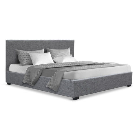 Bed Frame Queen Size Gas Lift Grey Nino