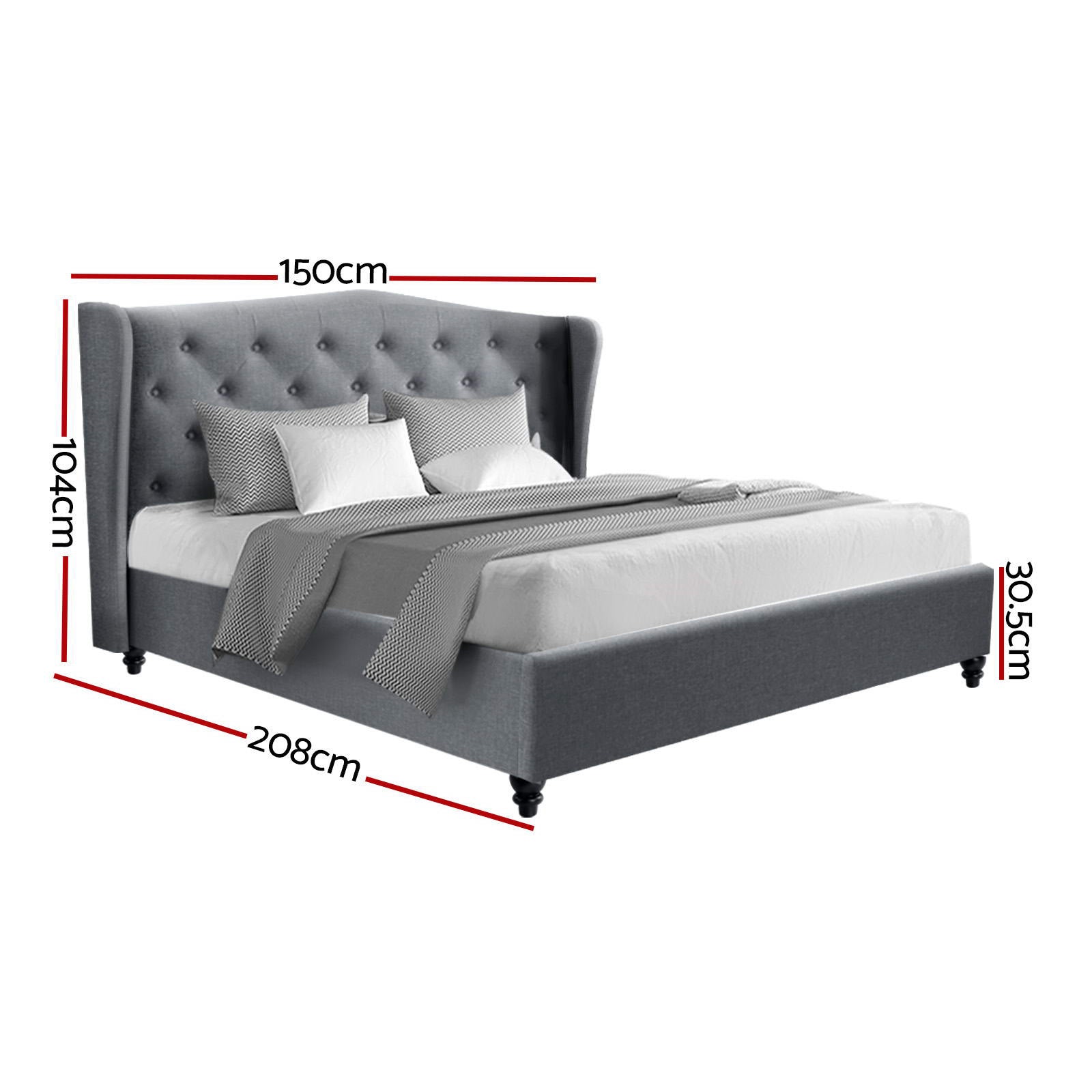 Bed Frame Double Size Grey Pier