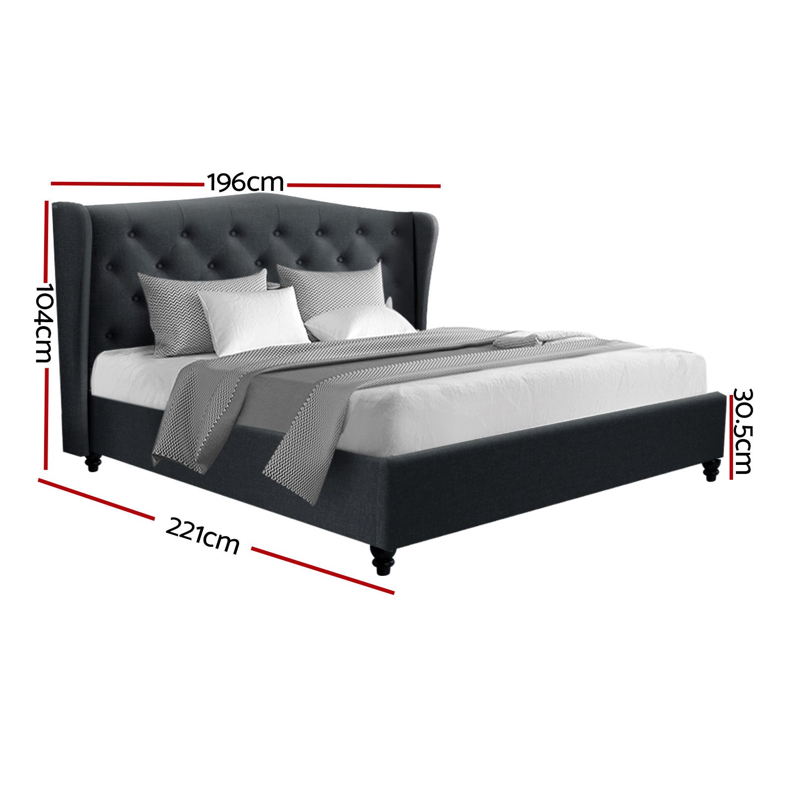 Bed Frame King Size Charcoal Pier