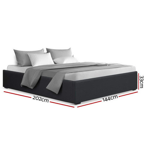 Bed Frame Double Size Gas Lift Base Charcoal Toki