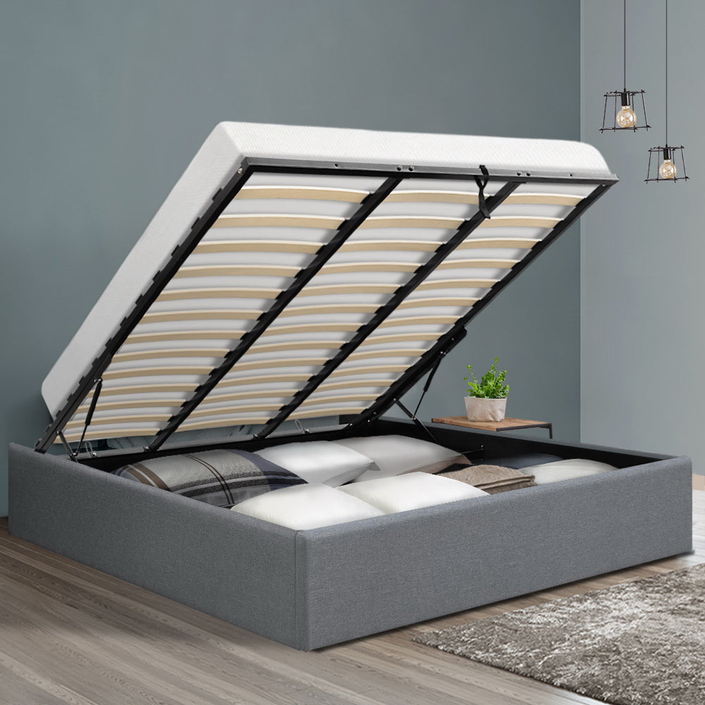 Bed Frame King Size Gas Lift Base Grey Toki