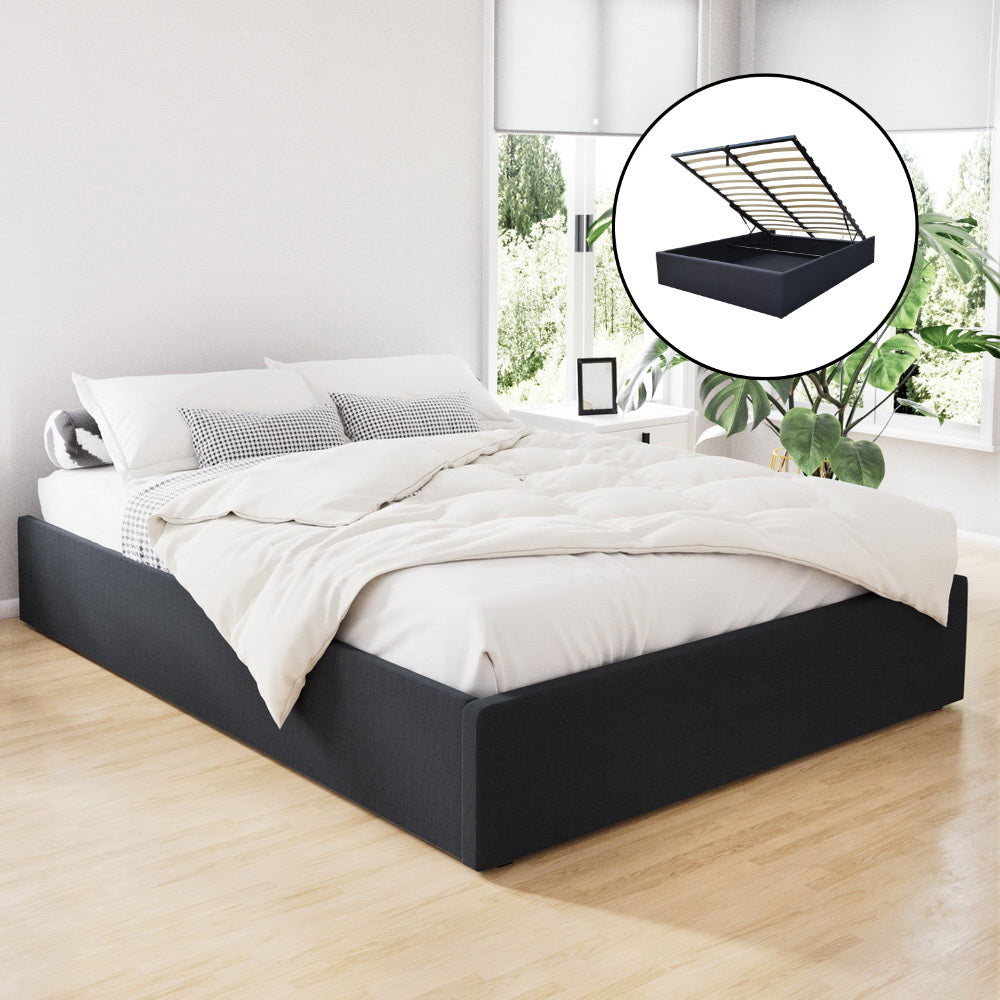 Bed Frame Queen Size Gas Lift Base Charcoal Toki