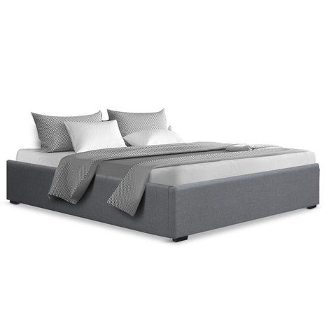 Bed Frame Queen Size Gas Lift Base Grey Toki