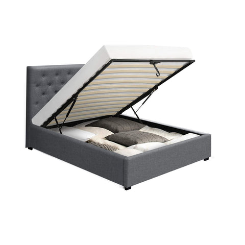 Bed Frame King Single Size Gas Lift Grey Vila