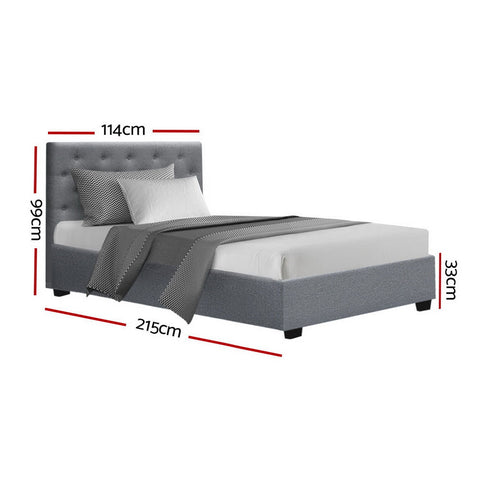 Bed Frame King Single Size Gas Lift Grey Vila