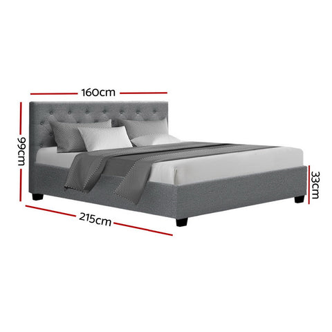 Bed Frame Queen Size Gas Lift Grey Vila