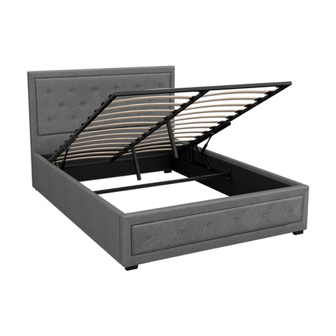 Bed Frame Double Size Gas Lift Grey Tiyo