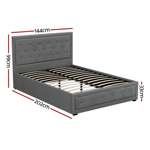 Bed Frame Double Size Gas Lift Grey Tiyo