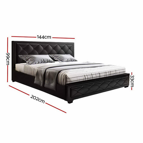 Bed Frame Double Size Gas Lift Black Tiyo