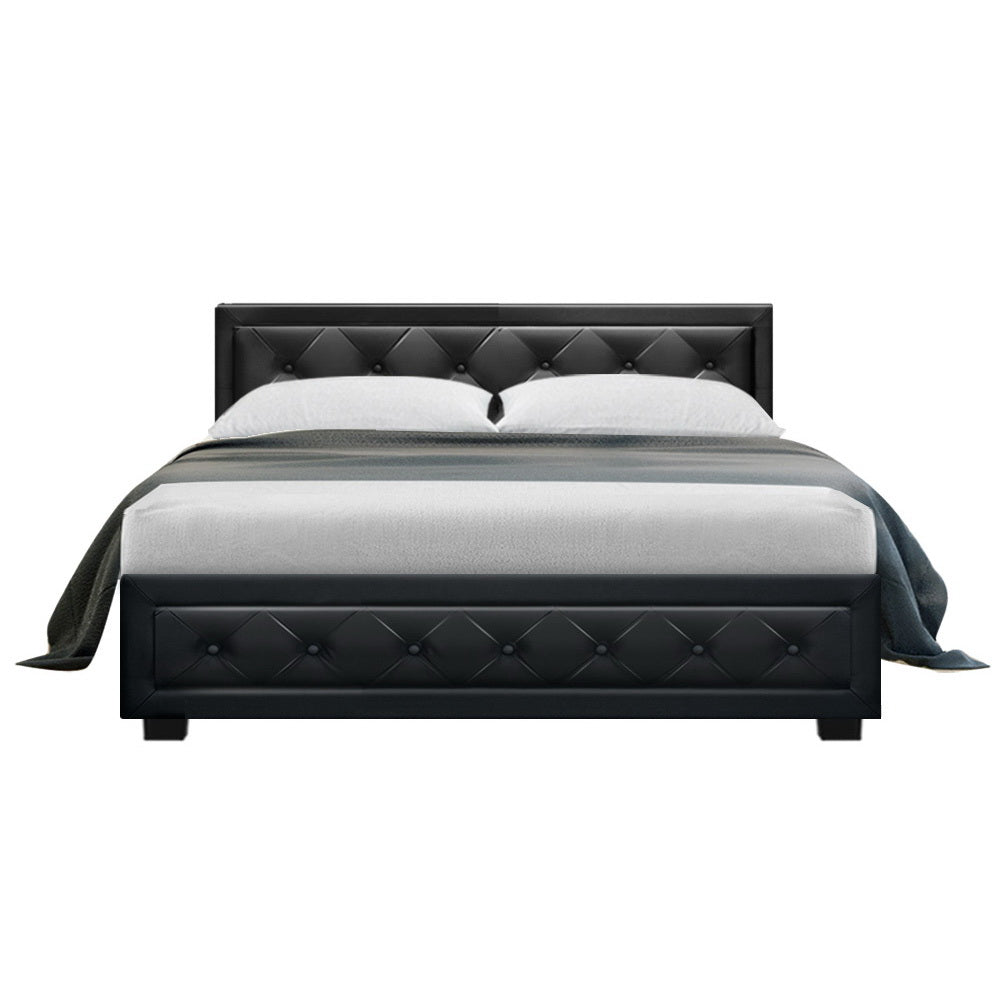 Bed Frame Double Size Gas Lift Black Tiyo