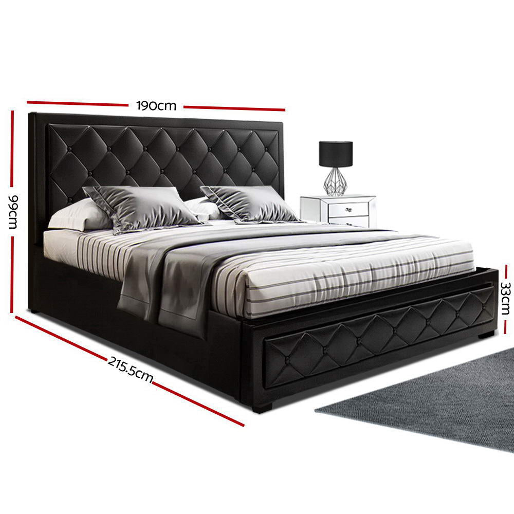 Bed Frame King Size Gas Lift Black Tiyo