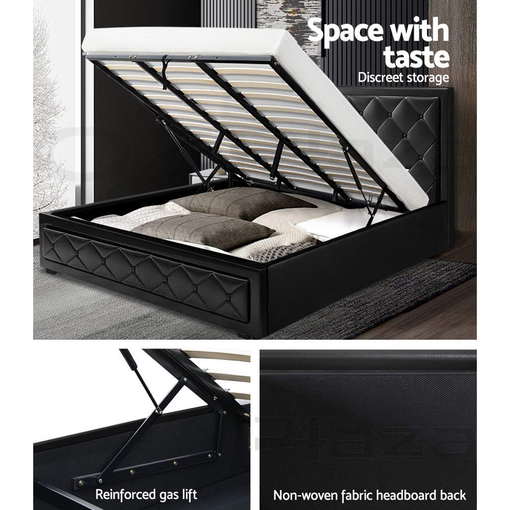 Bed Frame King Size Gas Lift Black Tiyo