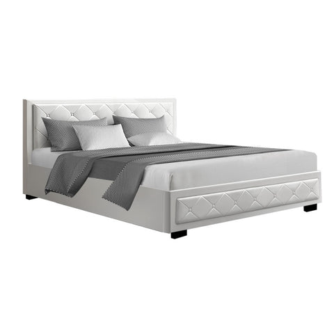 Bed Frame King Size Gas Lift White Tiyo