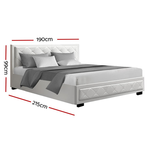 Bed Frame King Size Gas Lift White Tiyo