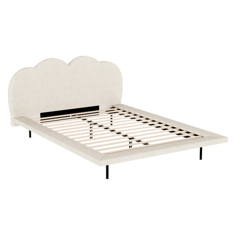 Bed Frame Queen/Single Size Boucle Beige